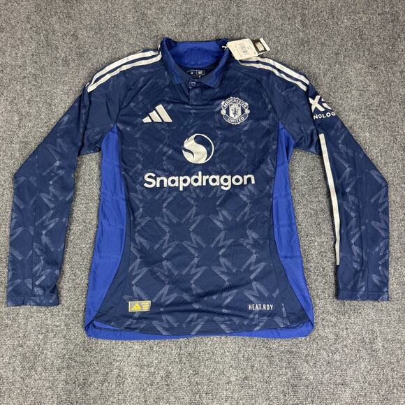 Mens M - Manchester United 24/25 Long Sleeve Away Authentic Jersey Blue Slim - Picture 1 of 9